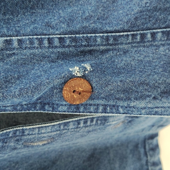 Vintage Passport Fall Leaf Themed Jean Jacket Size L Button Up Embroidery Cotton - Picture 4 of 7